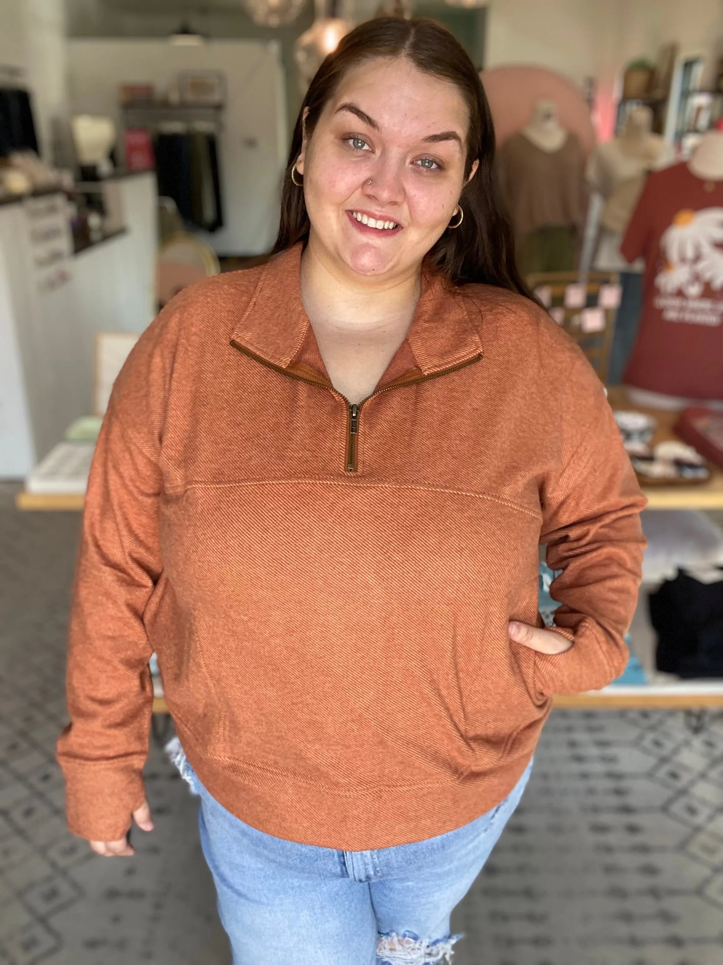 Shop Harvest Quarter Zip Pullover- at Ruby Joy Boutique, a Women's Clothing Store in Pickerington, Ohio