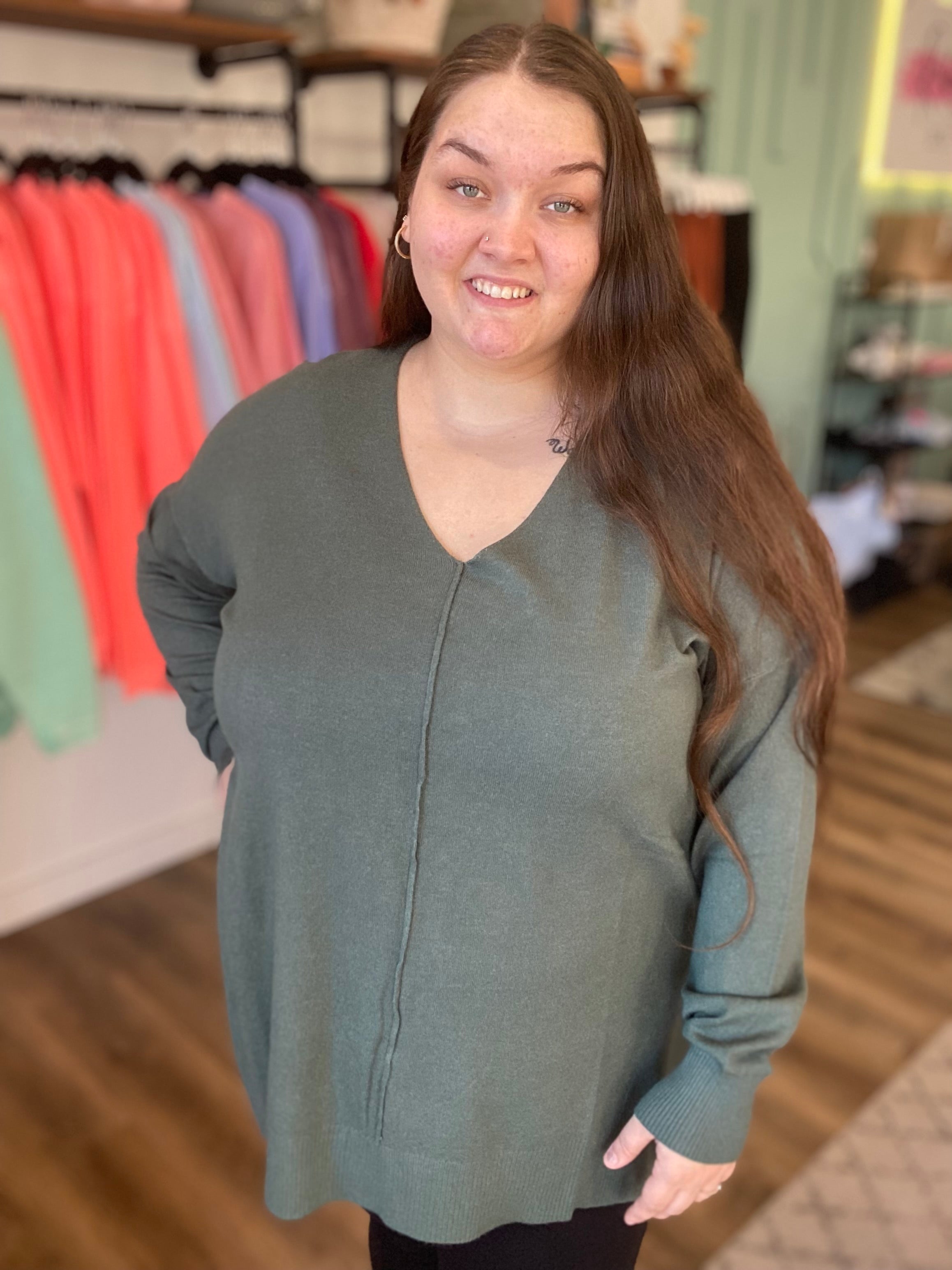 Shop Haven V-Neck Pullover-Sweater at Ruby Joy Boutique, a Women's Clothing Store in Pickerington, Ohio