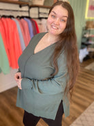 Shop Haven V-Neck Pullover-Sweater at Ruby Joy Boutique, a Women's Clothing Store in Pickerington, Ohio