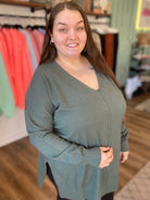 Shop Haven V-Neck Pullover-Sweater at Ruby Joy Boutique, a Women's Clothing Store in Pickerington, Ohio