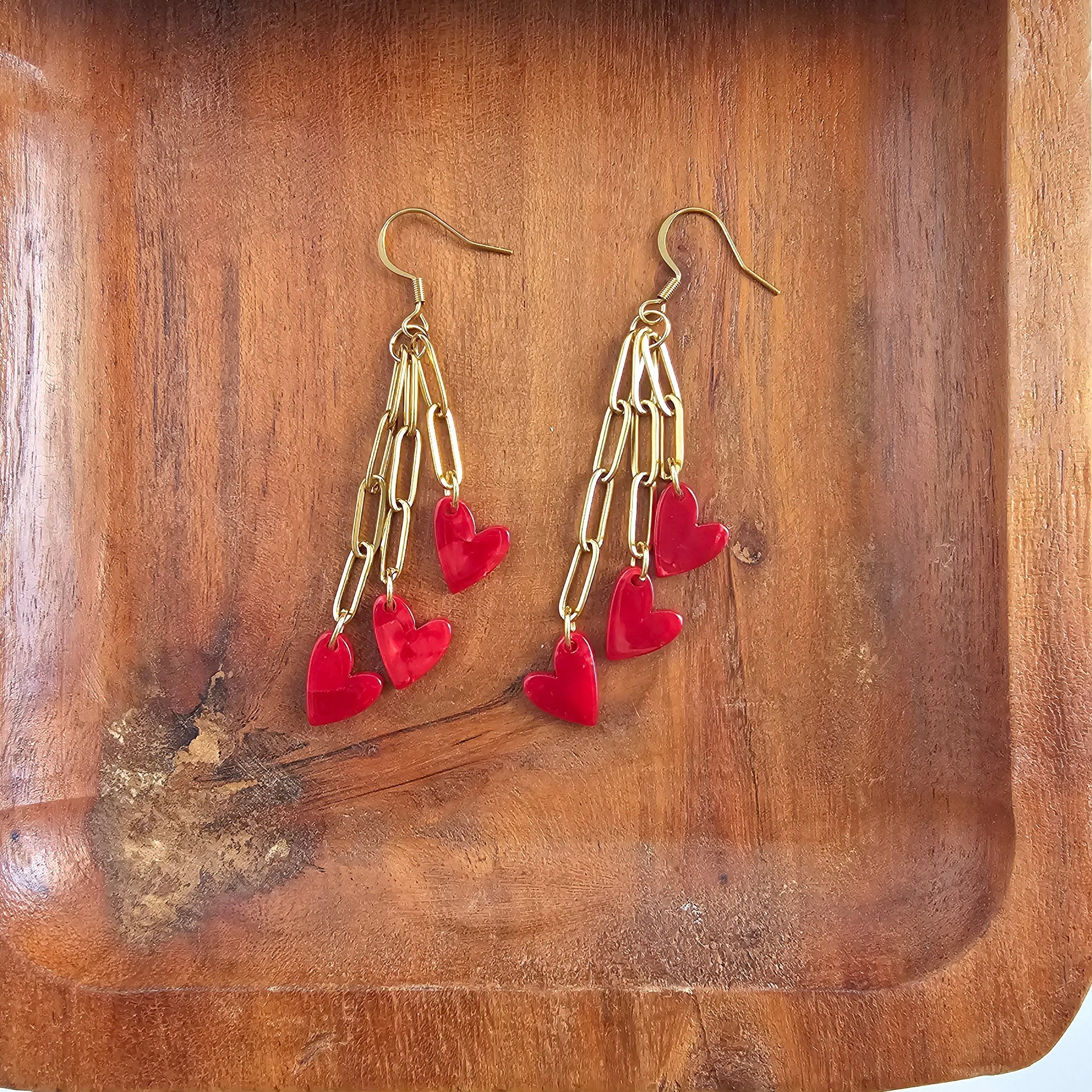 Shop Heartstring Earrings - Red- at Ruby Joy Boutique, a Women's Clothing Store in Pickerington, Ohio