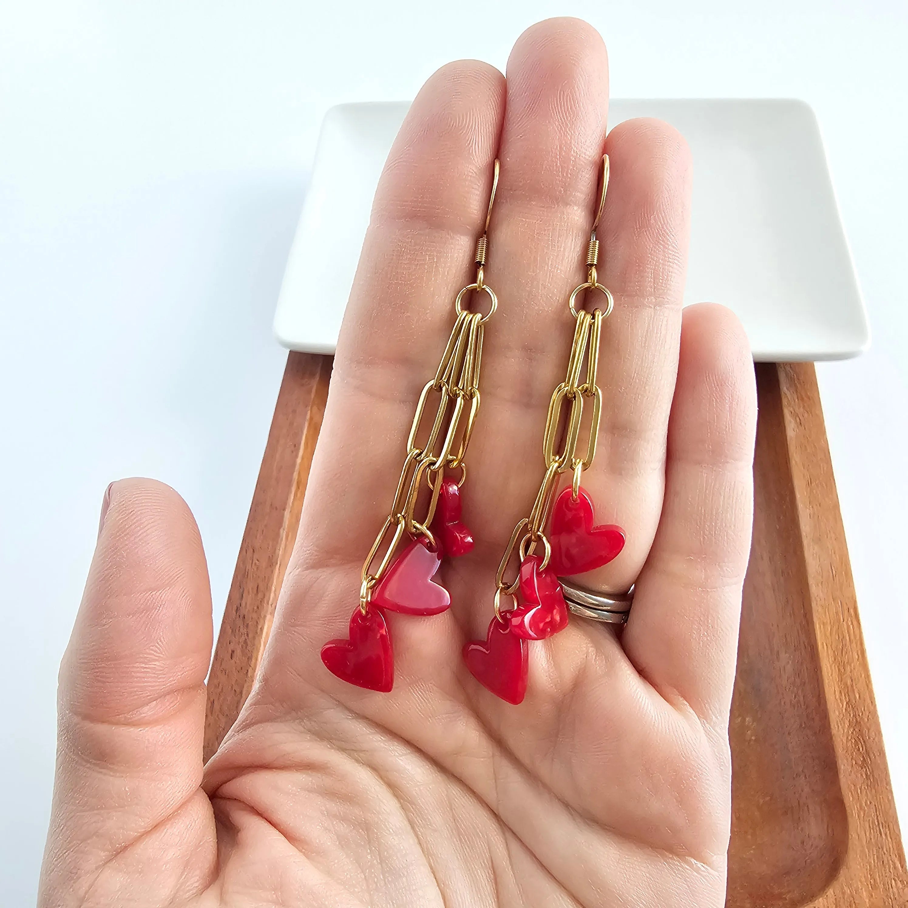 Shop Heartstring Earrings - Red- at Ruby Joy Boutique, a Women's Clothing Store in Pickerington, Ohio