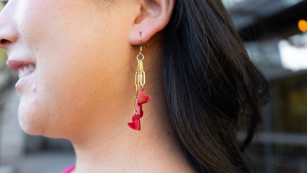 Shop Heartstring Earrings - Red- at Ruby Joy Boutique, a Women's Clothing Store in Pickerington, Ohio