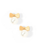 Shop Heidi Pearl Bow Screwback Stud Earrings- at Ruby Joy Boutique, a Women's Clothing Store in Pickerington, Ohio