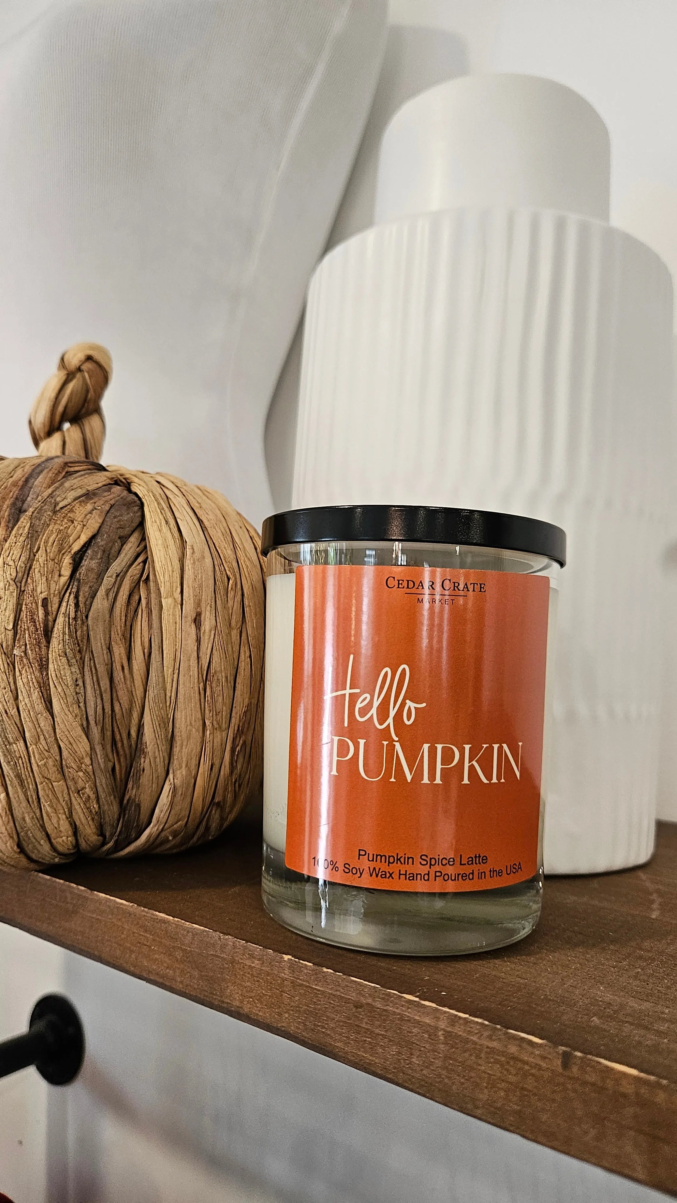 Shop Hello Pumpkin | Pumpkin Spice Latte Soy Candle- at Ruby Joy Boutique, a Women's Clothing Store in Pickerington, Ohio