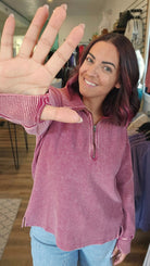 Shop Hideaway Thermal Pullover - Washed Berry- at Ruby Joy Boutique, a Women's Clothing Store in Pickerington, Ohio