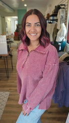 Shop Hideaway Thermal Pullover - Washed Berry- at Ruby Joy Boutique, a Women's Clothing Store in Pickerington, Ohio