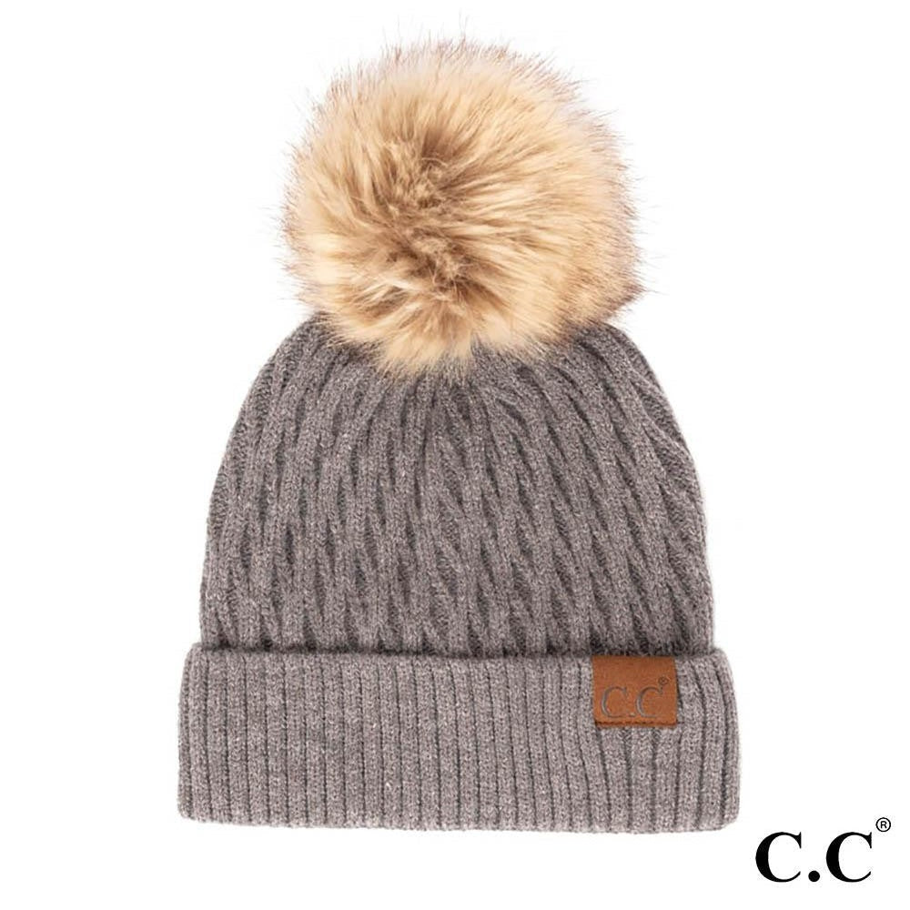 Shop Honeycomb Beanie with Pom - C.C.-Winter Hat at Ruby Joy Boutique, a Women's Clothing Store in Pickerington, Ohio