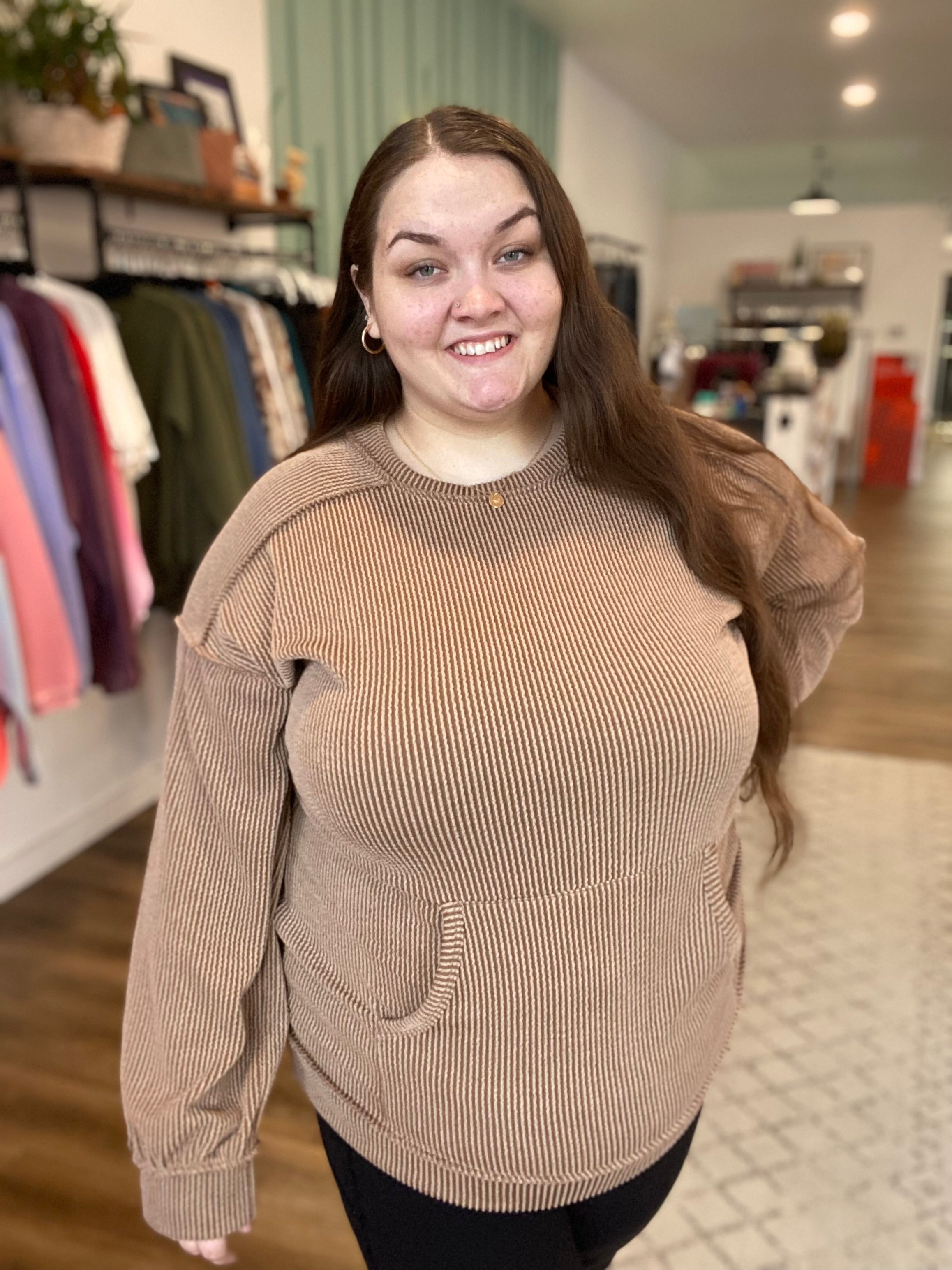 Shop Hot Cocoa Pullover-Shirts & Tops at Ruby Joy Boutique, a Women's Clothing Store in Pickerington, Ohio