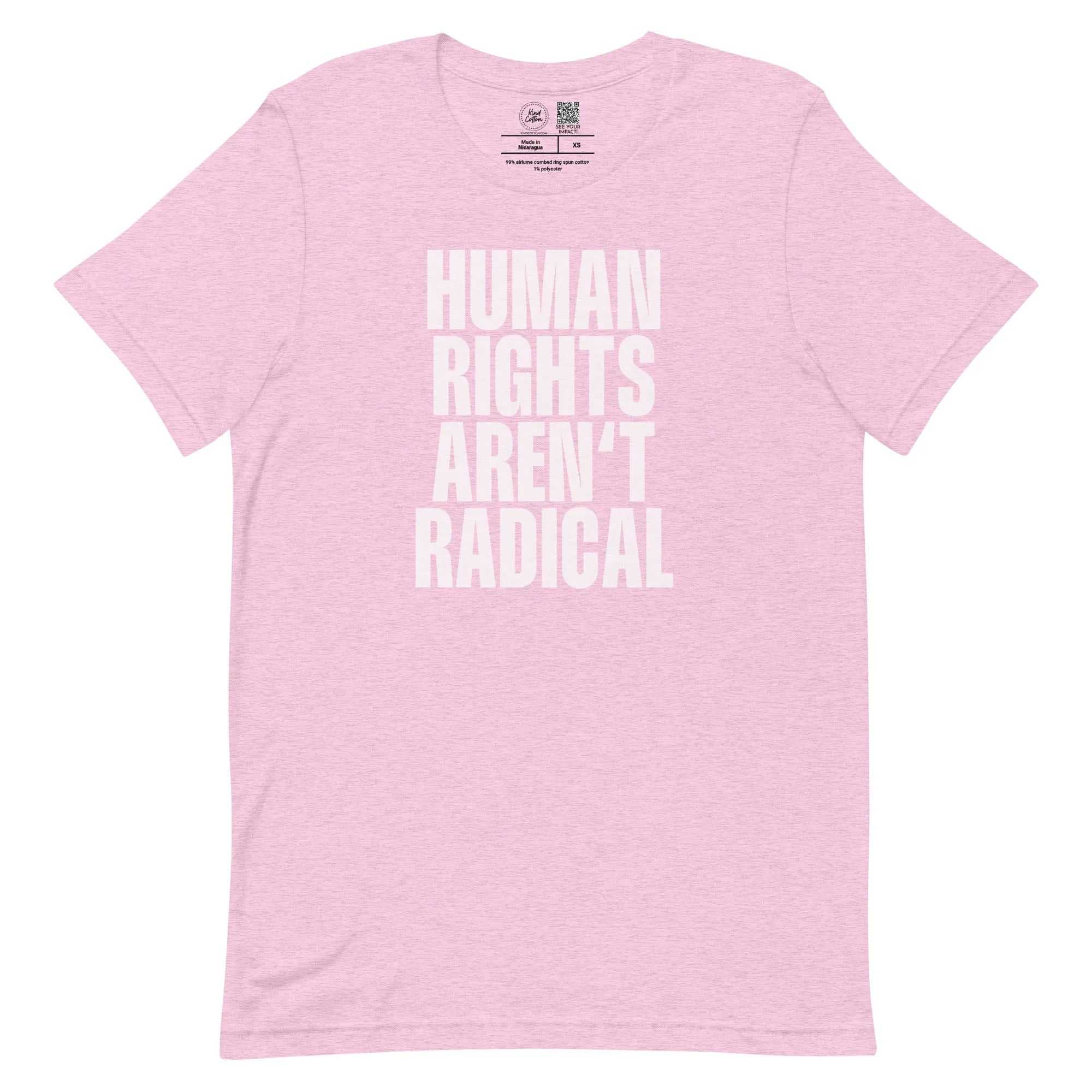 Shop Human Rights Aren't Radical Classic Tee | Kind Cotton-Lilac at Ruby Joy Boutique, a Women's Clothing Store in Pickerington, Ohio