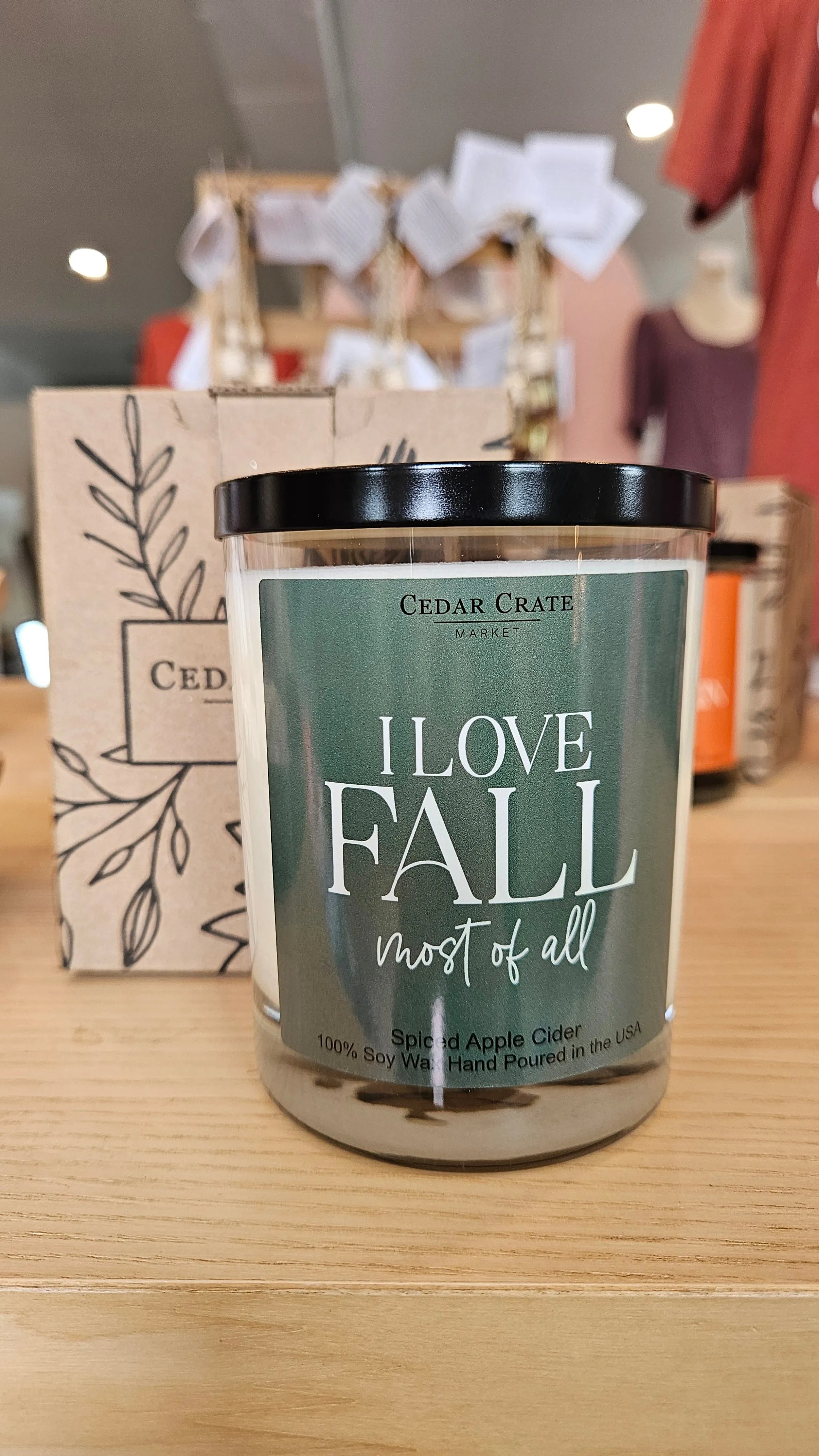 Shop I Love Fall Most of All | Spiced Apple Cider Soy Candle- at Ruby Joy Boutique, a Women's Clothing Store in Pickerington, Ohio