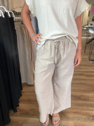 Shop Striped Wide Leg Linen Blend Pants - Tan- at Ruby Joy Boutique, a Women's Clothing Store in Pickerington, Ohio