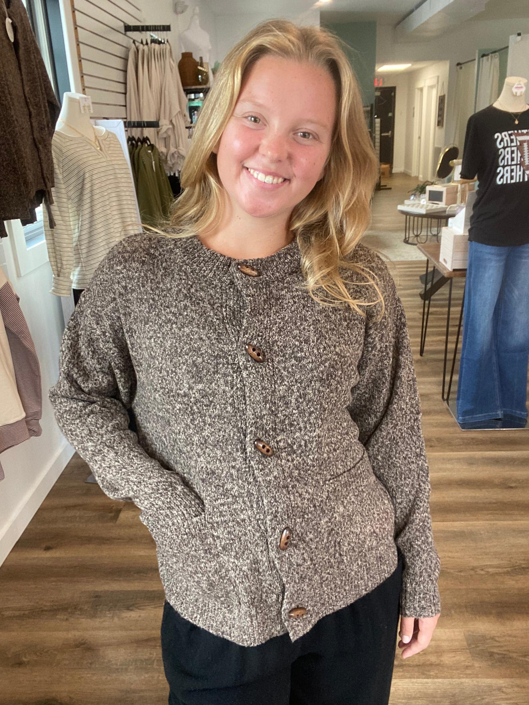 Shop Button Down Sweater Cardigan: Brown- at Ruby Joy Boutique, a Women's Clothing Store in Pickerington, Ohio