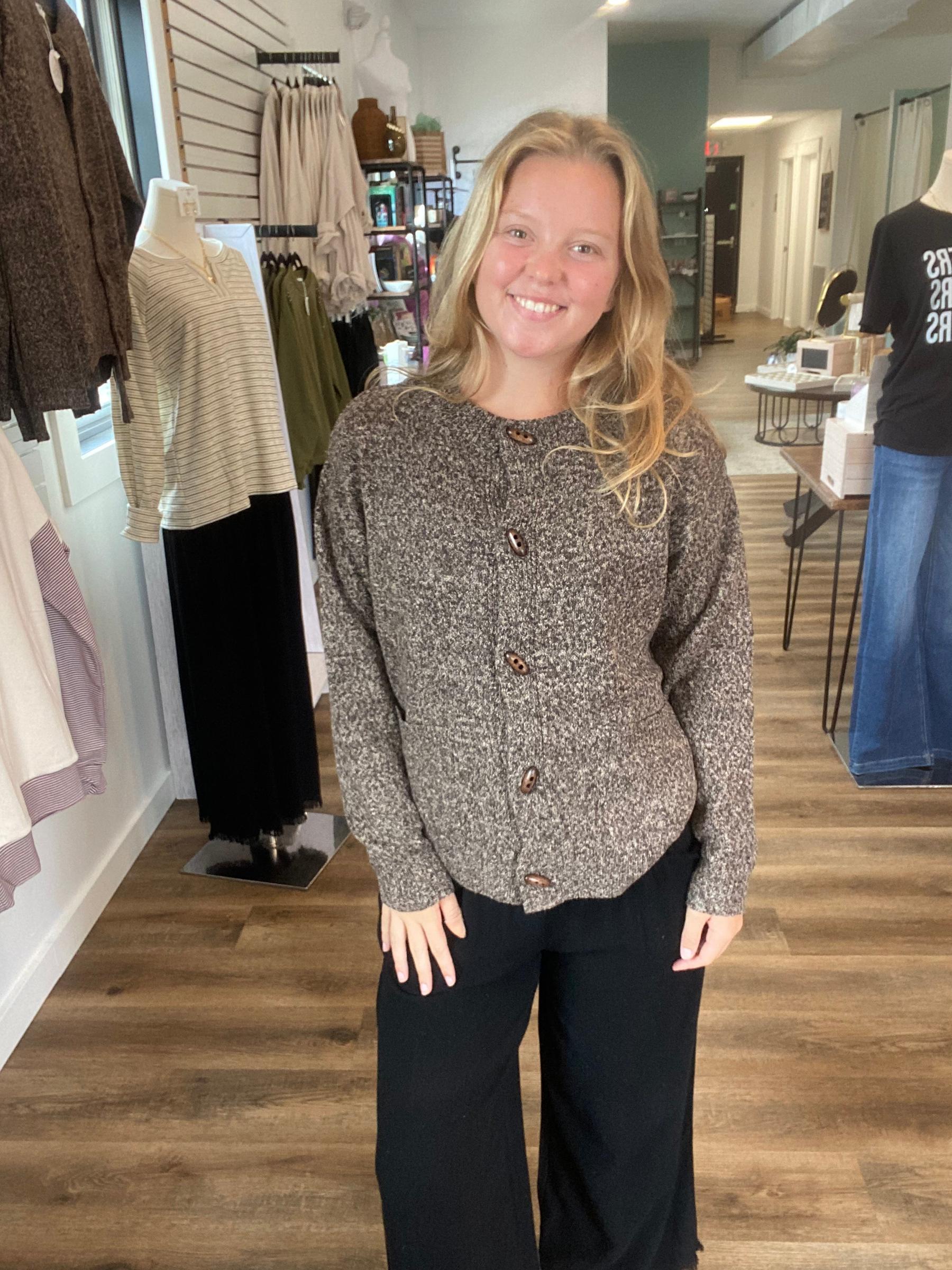 Shop Button Down Sweater Cardigan: Brown- at Ruby Joy Boutique, a Women's Clothing Store in Pickerington, Ohio