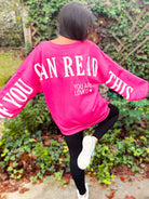 Shop “If You Can Read This” Spring Scuba Sweatshirt-Pink Loved at Ruby Joy Boutique, a Women's Clothing Store in Pickerington, Ohio