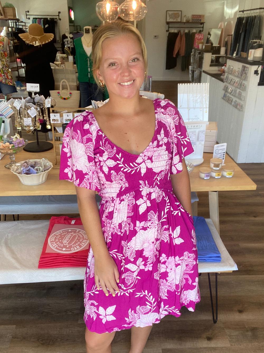 Shop Island Escape Smocked Dress with Pockets - Reversible- at Ruby Joy Boutique, a Women's Clothing Store in Pickerington, Ohio