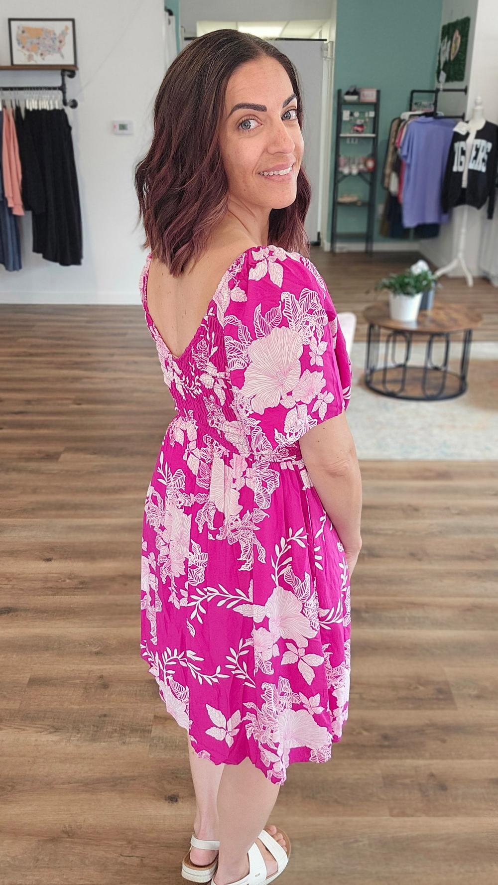Shop Island Escape Smocked Dress with Pockets - Reversible- at Ruby Joy Boutique, a Women's Clothing Store in Pickerington, Ohio
