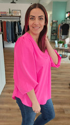 Shop Jamie Bubble Sleeve Blouse-Blouse at Ruby Joy Boutique, a Women's Clothing Store in Pickerington, Ohio