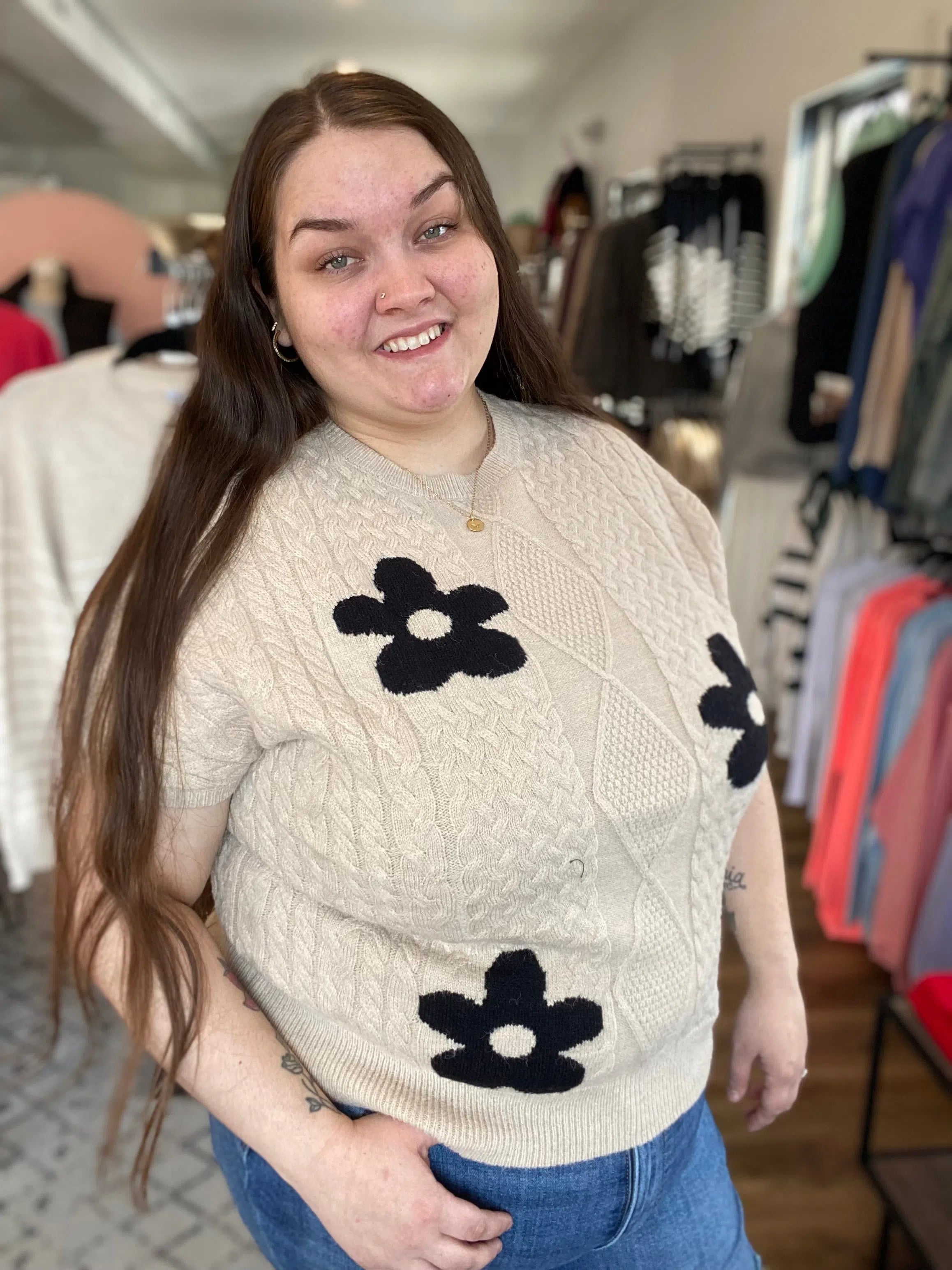 Shop Jasmyne Floral Sweater- at Ruby Joy Boutique, a Women's Clothing Store in Pickerington, Ohio