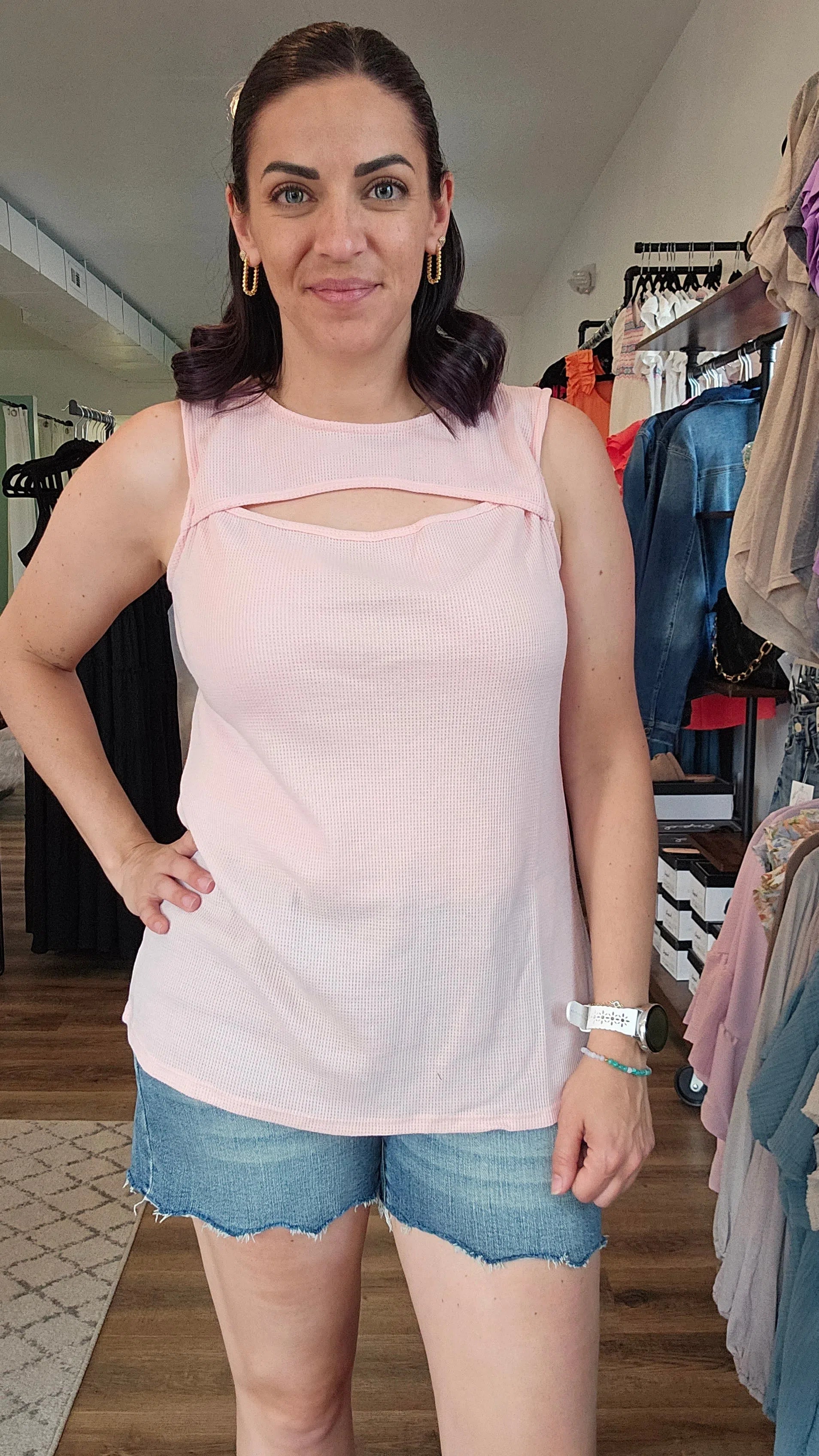 Shop Jaycie Cut Out Tank-Shirts & Tops at Ruby Joy Boutique, a Women's Clothing Store in Pickerington, Ohio