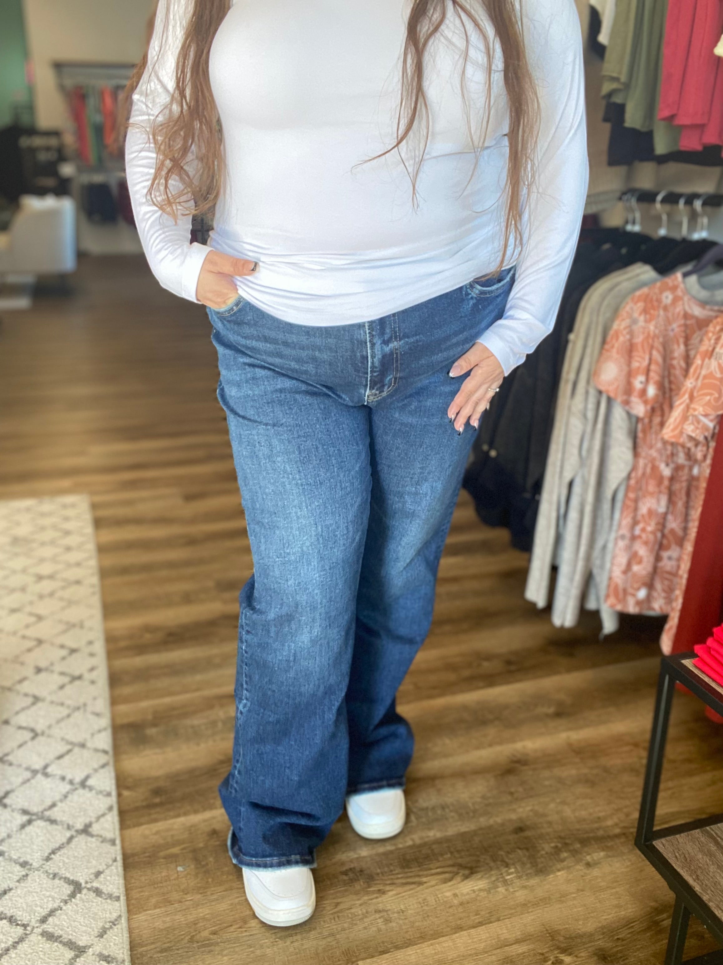Shop Jayla High Rise Bootcut | Mica Denim-Jeans at Ruby Joy Boutique, a Women's Clothing Store in Pickerington, Ohio
