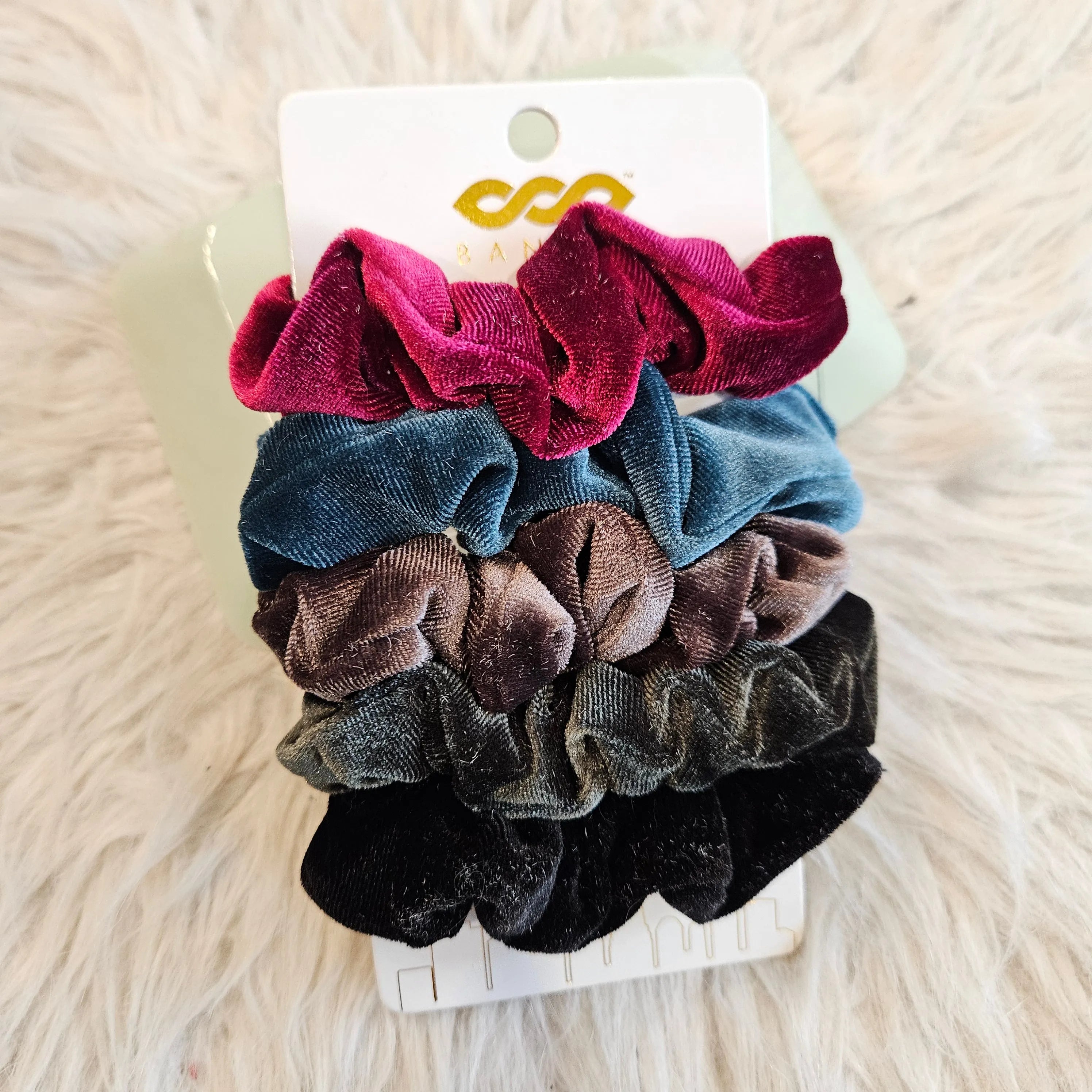 Shop Jeweled - 5 Pack Velvet Scrunchies- at Ruby Joy Boutique, a Women's Clothing Store in Pickerington, Ohio