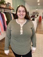 Shop Juniper Henley Top-Shirts & Tops at Ruby Joy Boutique, a Women's Clothing Store in Pickerington, Ohio