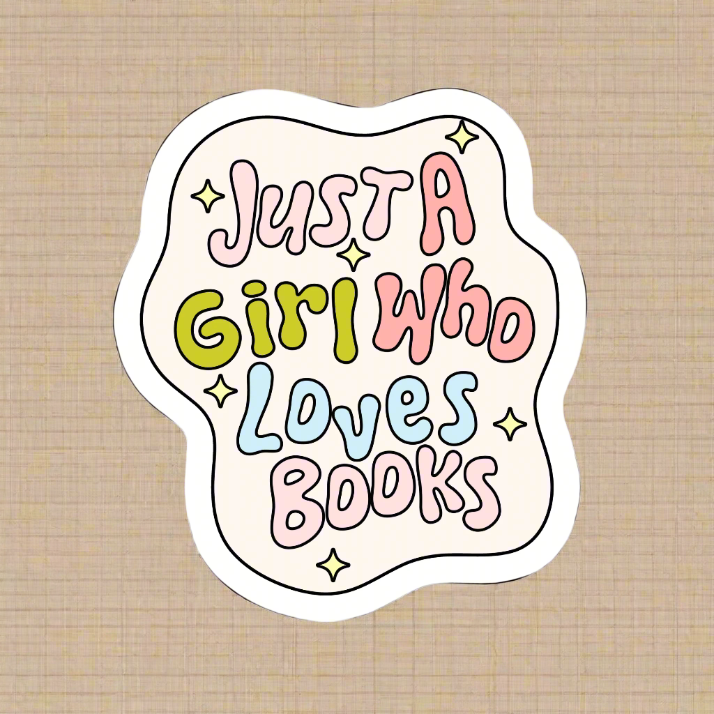 Shop Just A Girl Who Loves Books Waterproof Vinyl Sticker- at Ruby Joy Boutique, a Women's Clothing Store in Pickerington, Ohio