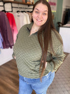 Shop Kali Quarter-Zip Checkered Pullover-Shirts at Ruby Joy Boutique, a Women's Clothing Store in Pickerington, Ohio