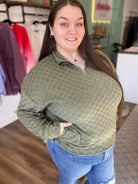 Shop Kali Quarter-Zip Checkered Pullover-Shirts at Ruby Joy Boutique, a Women's Clothing Store in Pickerington, Ohio