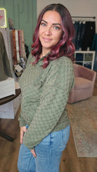 Shop Kali Quarter-Zip Checkered Pullover-Pullover at Ruby Joy Boutique, a Women's Clothing Store in Pickerington, Ohio