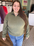 Shop Kali Quarter-Zip Checkered Pullover-Shirts at Ruby Joy Boutique, a Women's Clothing Store in Pickerington, Ohio