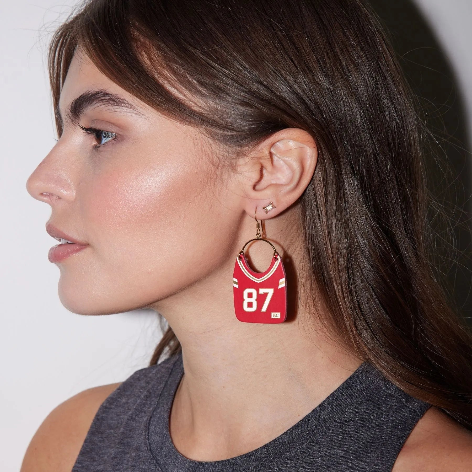 Shop Kansas City Football Jersey Earrings #87 | Nickel & Suede- at Ruby Joy Boutique, a Women's Clothing Store in Pickerington, Ohio