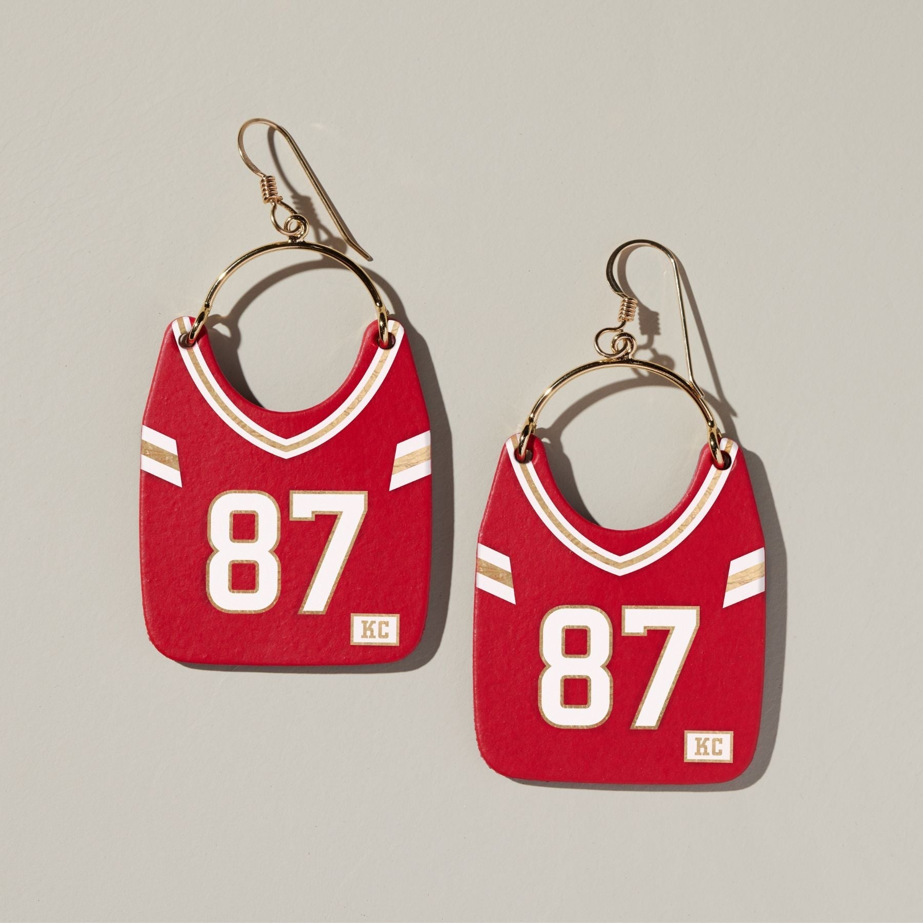 Shop Kansas City Football Jersey Earrings #87 | Nickel & Suede- at Ruby Joy Boutique, a Women's Clothing Store in Pickerington, Ohio
