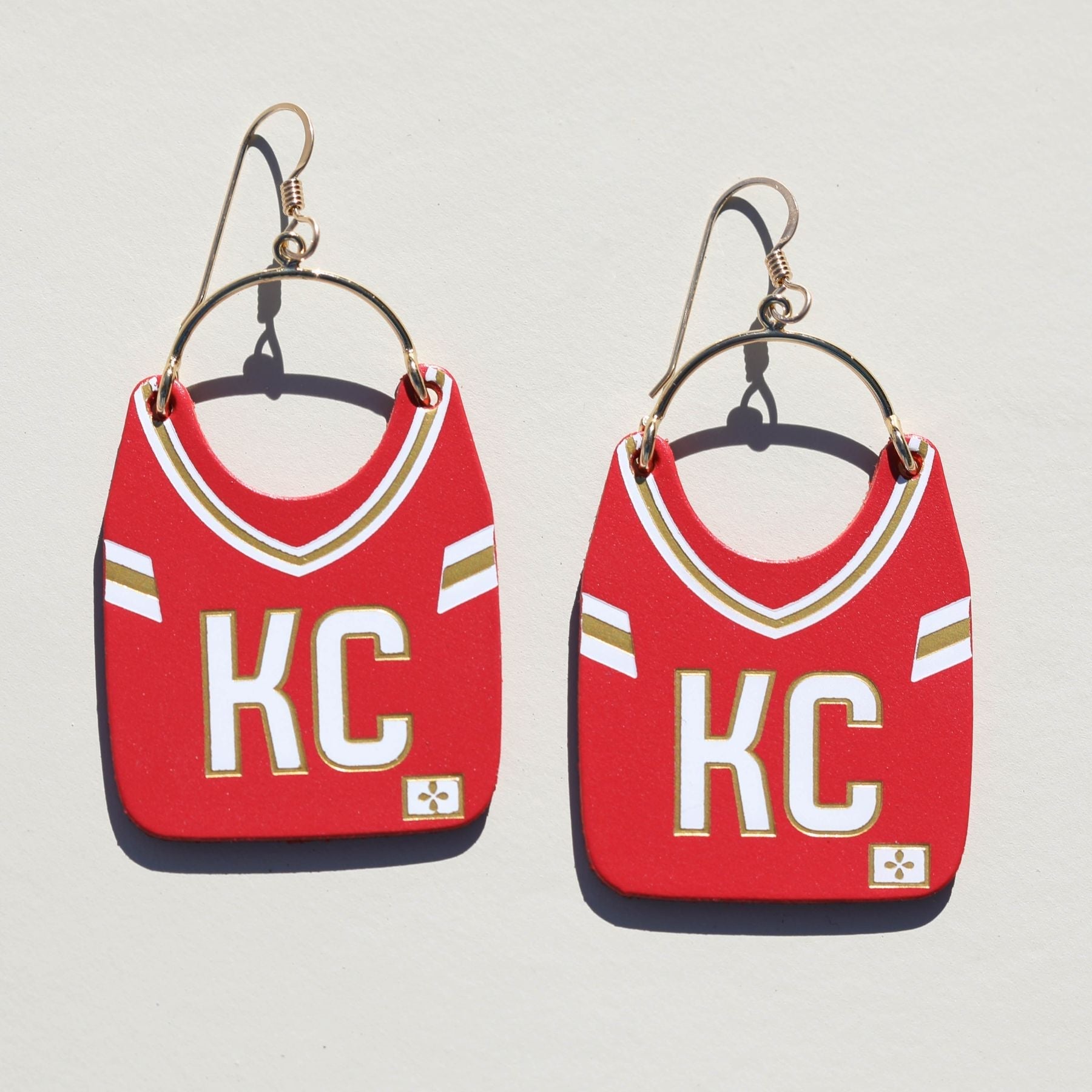 Shop Kansas City Football Jersey Earrings | Nickel & Suede- at Ruby Joy Boutique, a Women's Clothing Store in Pickerington, Ohio
