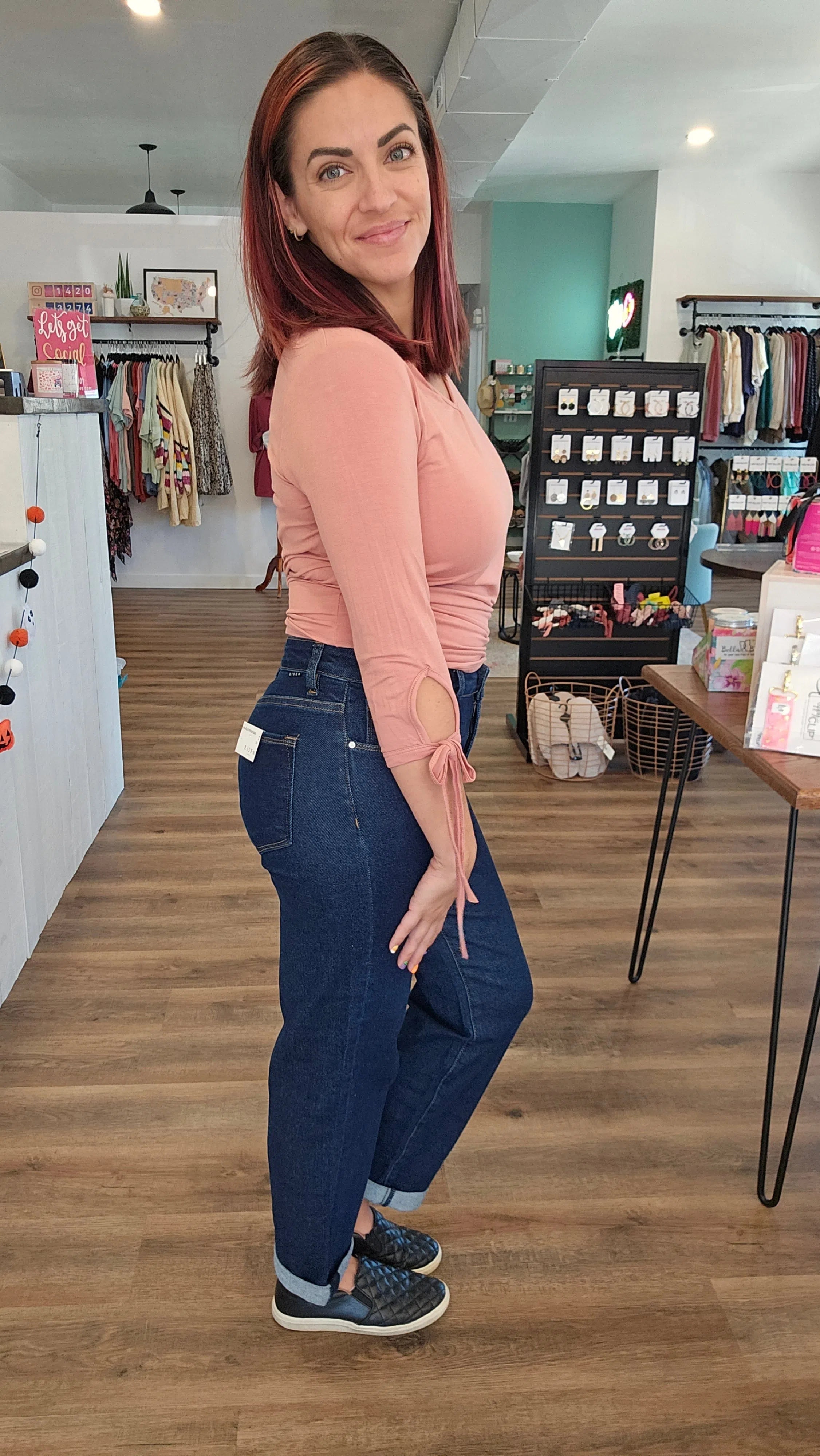Shop Kelsie Mid-Rise Boyfriend Denim | Risen-Jeans at Ruby Joy Boutique, a Women's Clothing Store in Pickerington, Ohio