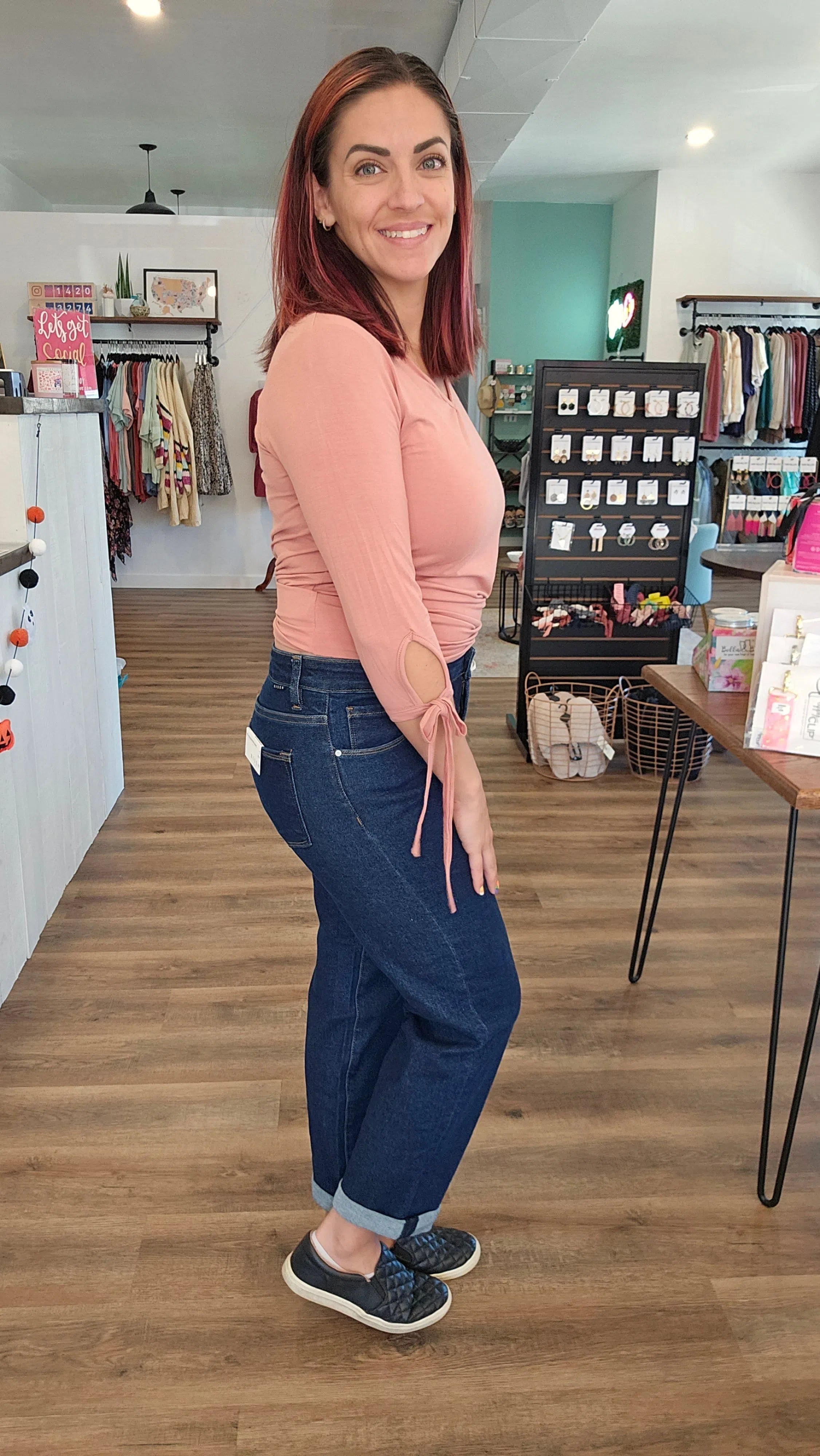 Shop Kelsie Mid-Rise Boyfriend Denim | Risen-Jeans at Ruby Joy Boutique, a Women's Clothing Store in Pickerington, Ohio