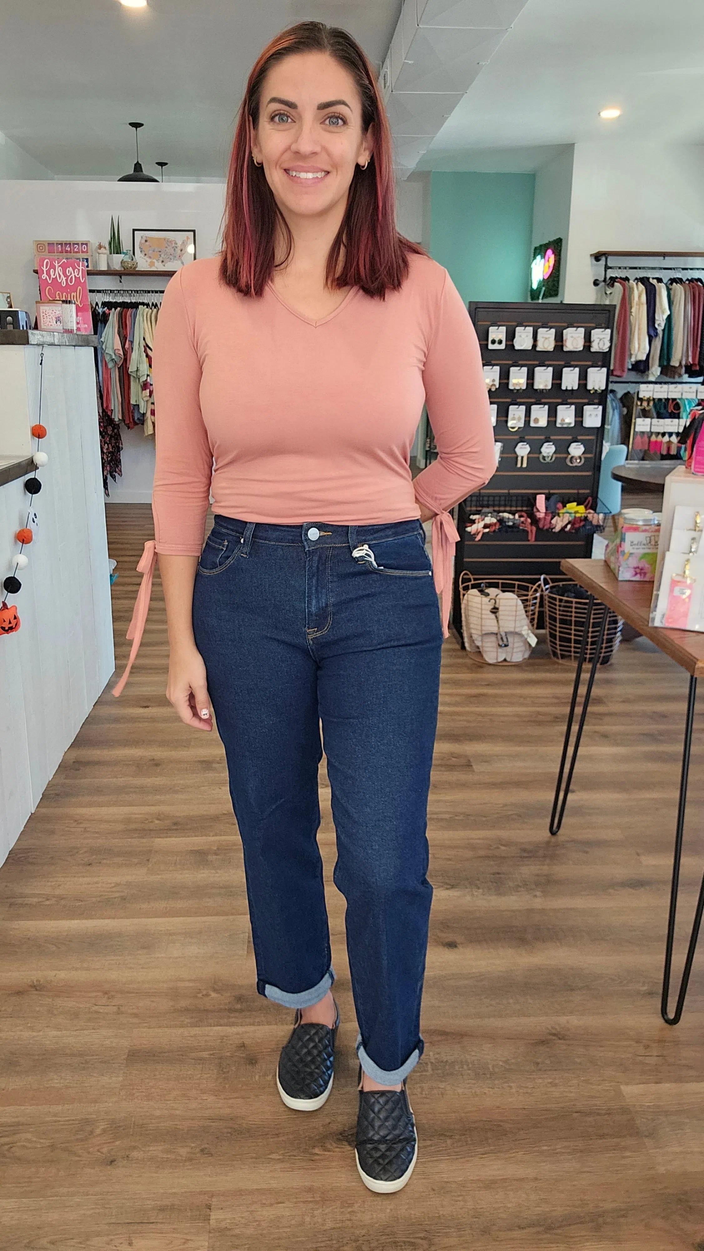 Shop Kelsie Mid-Rise Boyfriend Denim | Risen-Jeans at Ruby Joy Boutique, a Women's Clothing Store in Pickerington, Ohio
