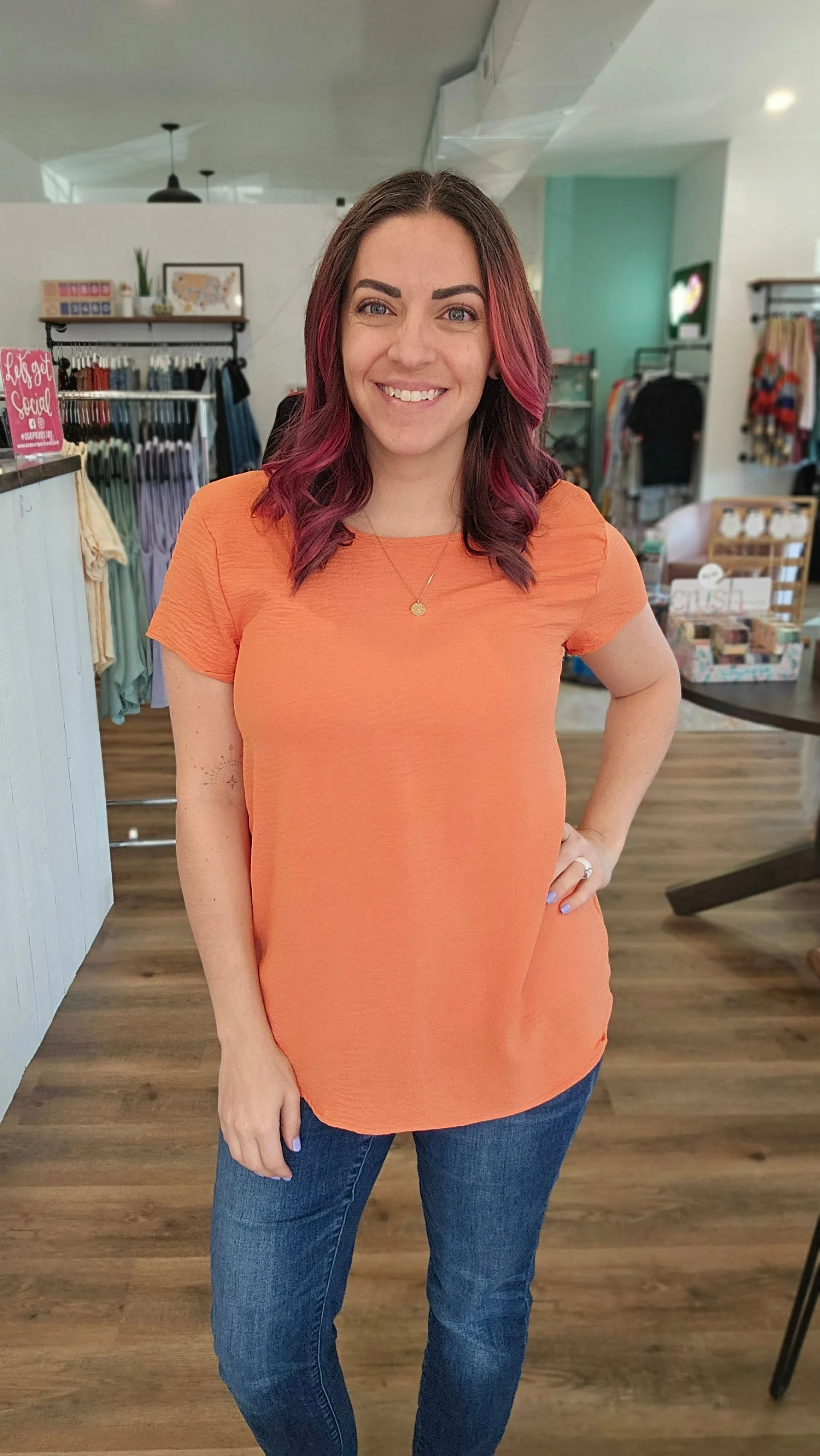 Shop Keri Textured Short Sleeved Top-Blouse at Ruby Joy Boutique, a Women's Clothing Store in Pickerington, Ohio