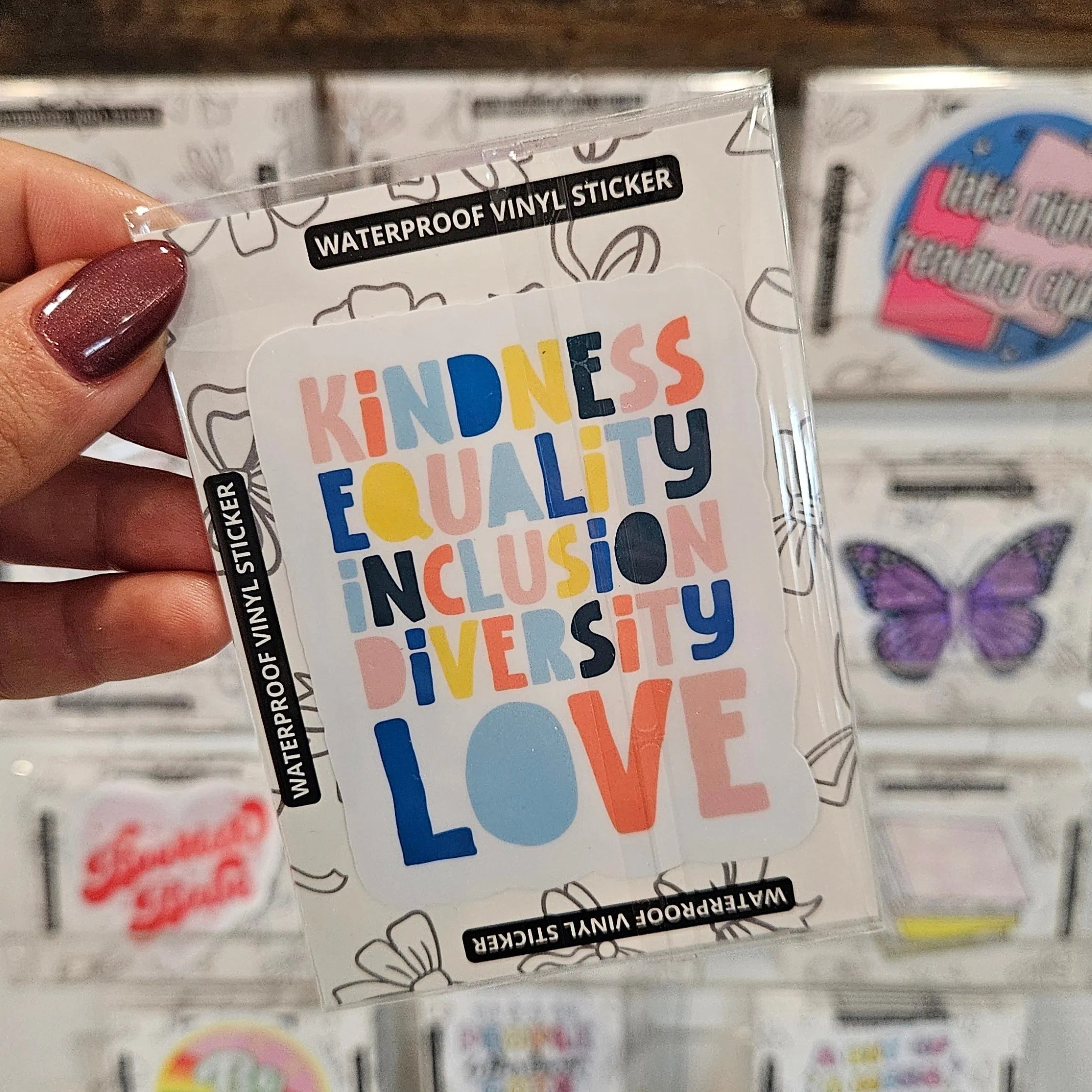 Shop Kindness Equality Inclusion Diversity Love | Waterproof Vinyl Sticker- at Ruby Joy Boutique, a Women's Clothing Store in Pickerington, Ohio