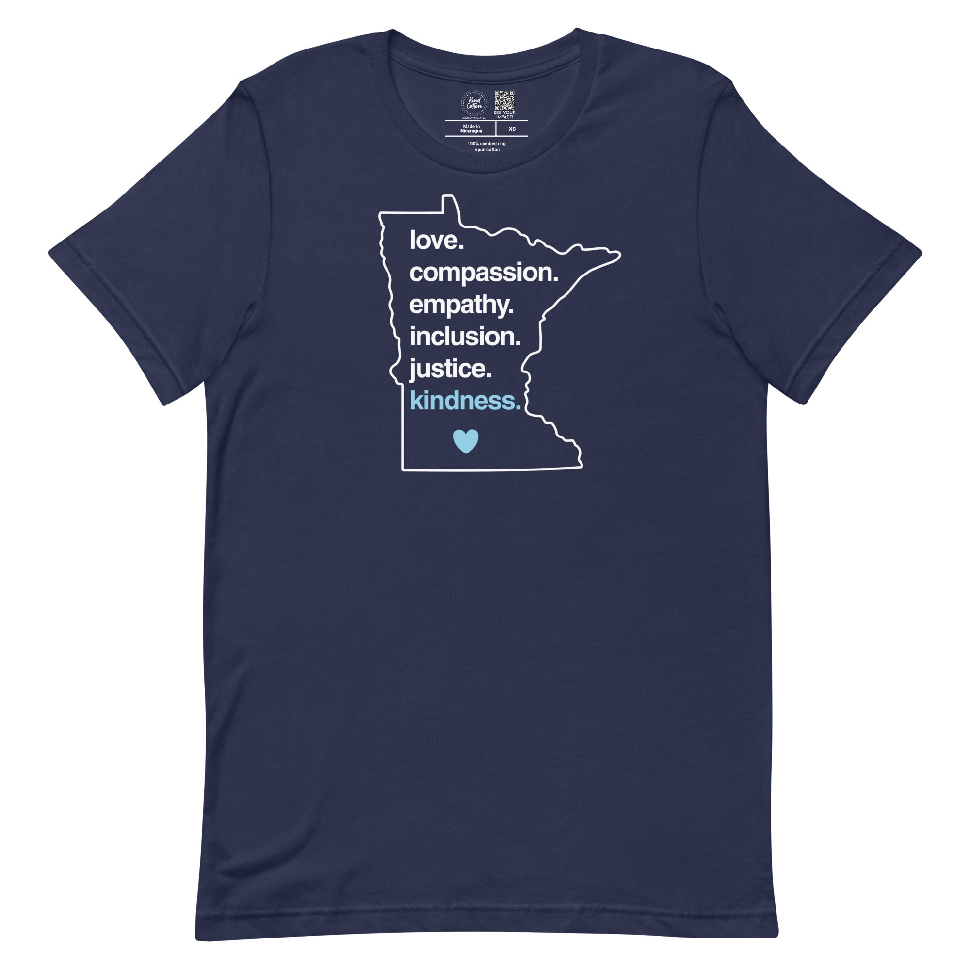 Shop 'Kindness Is' MN Classic Tee | Kind Cotton-Navy at Ruby Joy Boutique, a Women's Clothing Store in Pickerington, Ohio