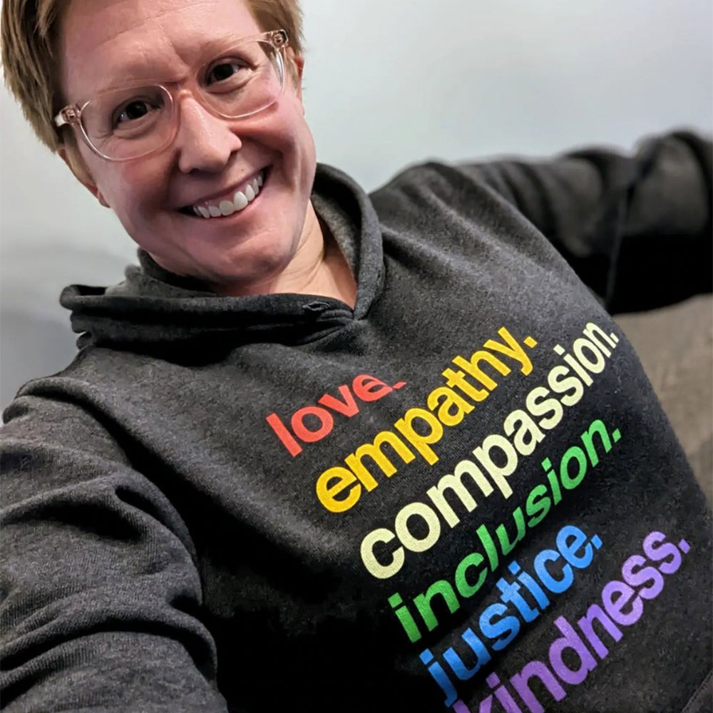 Shop 'Kindness Is' Pride Pullover Fleece | Kind Cotton- at Ruby Joy Boutique, a Women's Clothing Store in Pickerington, Ohio