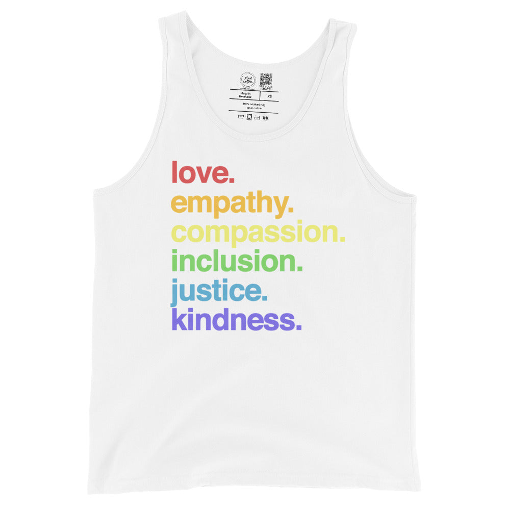 Shop 'Kindness is' Pride Classic Tank | Kind Cotton-White at Ruby Joy Boutique, a Women's Clothing Store in Pickerington, Ohio