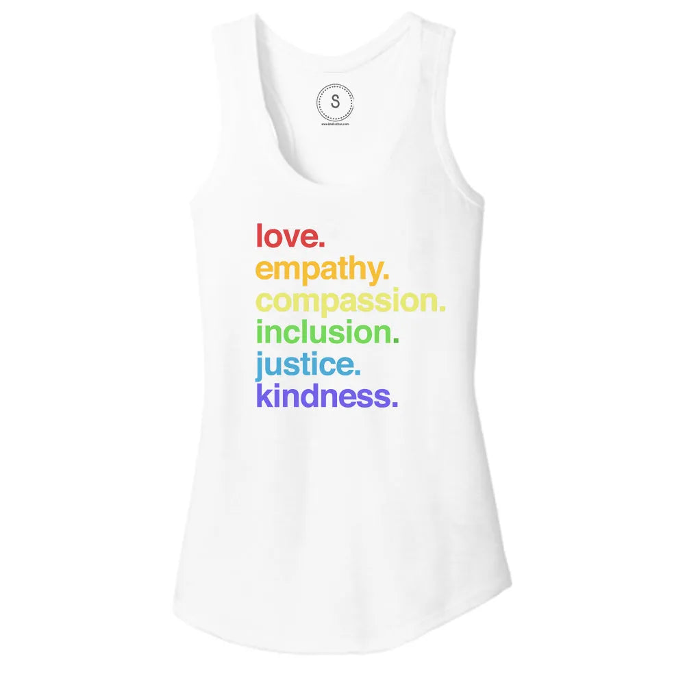 Shop 'Kindness is' Pride Racerback | Kind Cotton-White at Ruby Joy Boutique, a Women's Clothing Store in Pickerington, Ohio