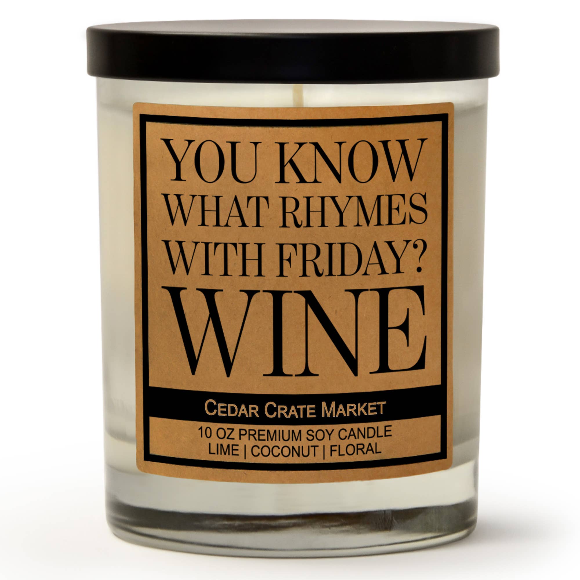 Shop Know What Rhymes With Friday? Wine | Island Coconut Lime Candle-Candles at Ruby Joy Boutique, a Women's Clothing Store in Pickerington, Ohio
