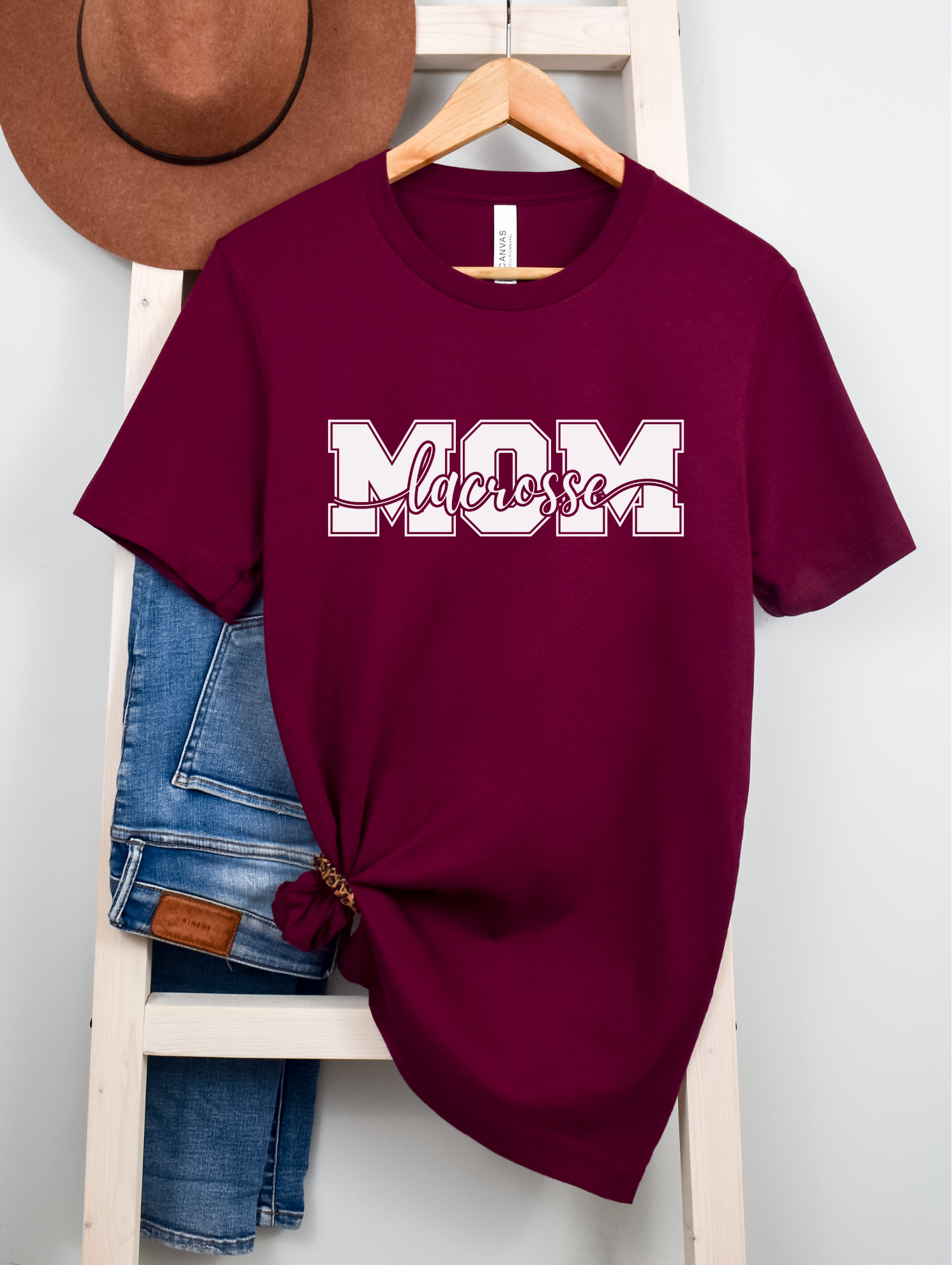 Shop Lacrosse Mom Layered Script Graphic Top- at Ruby Joy Boutique, a Women's Clothing Store in Pickerington, Ohio