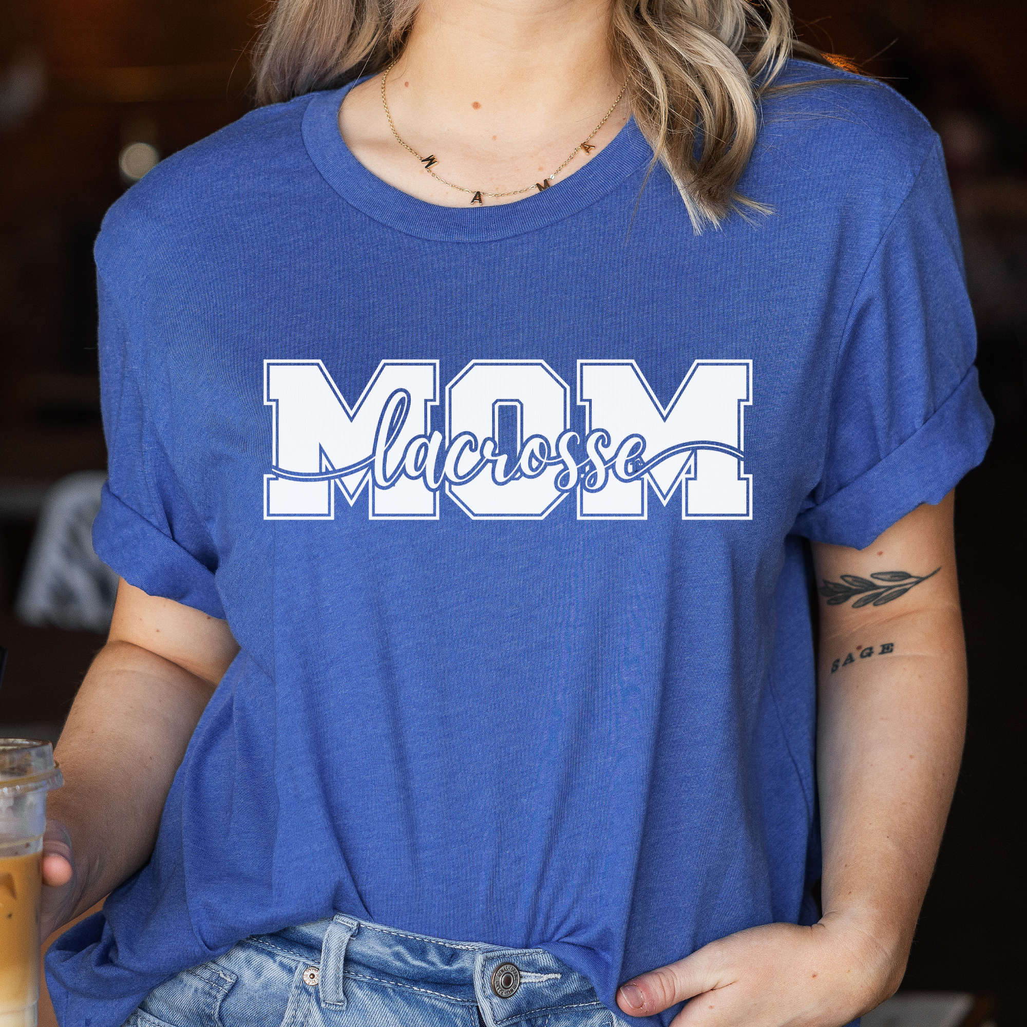 Shop Lacrosse Mom Layered Script Graphic Top- at Ruby Joy Boutique, a Women's Clothing Store in Pickerington, Ohio