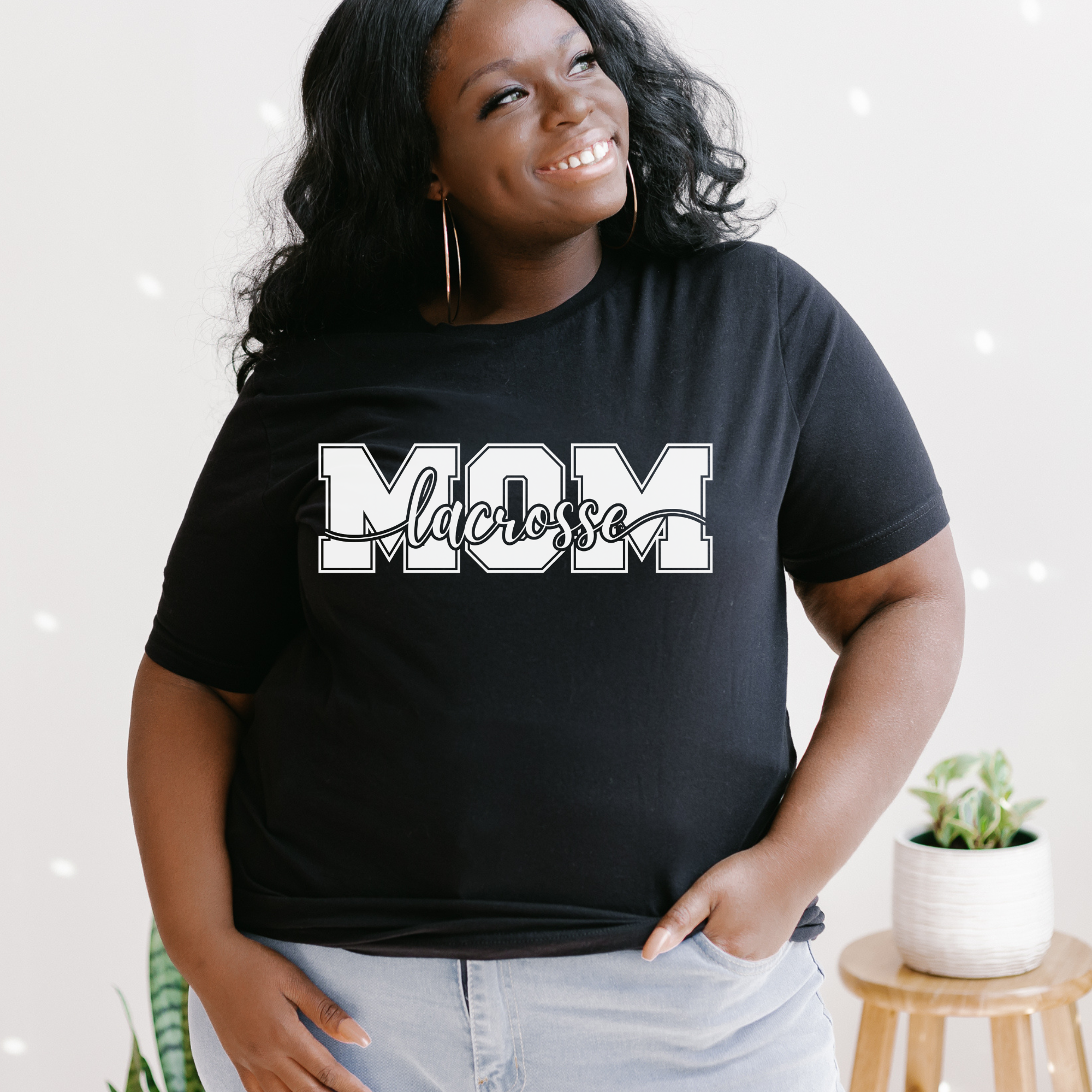 Shop Lacrosse Mom Layered Script Graphic Top- at Ruby Joy Boutique, a Women's Clothing Store in Pickerington, Ohio