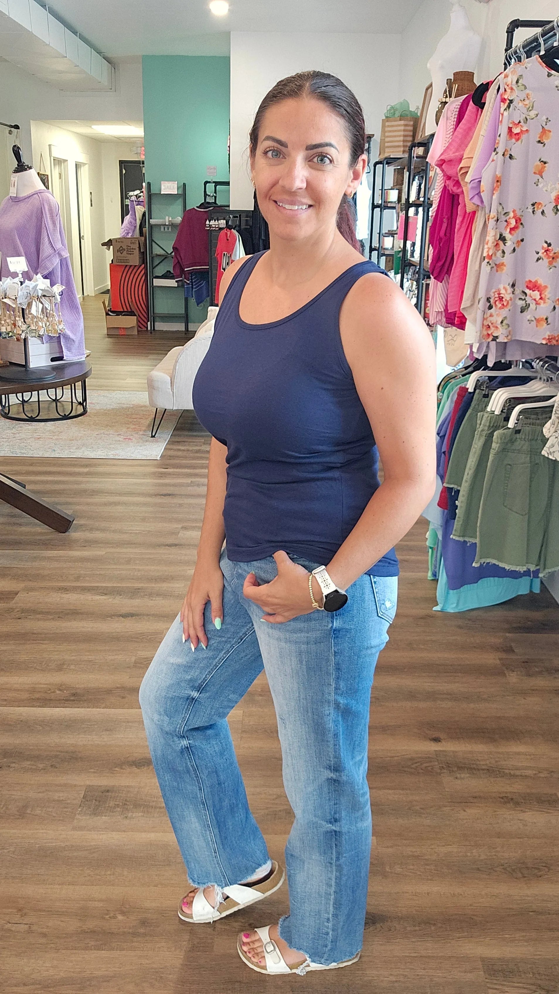 Shop Laila High-Rise Straight Leg | Mica Denim- at Ruby Joy Boutique, a Women's Clothing Store in Pickerington, Ohio