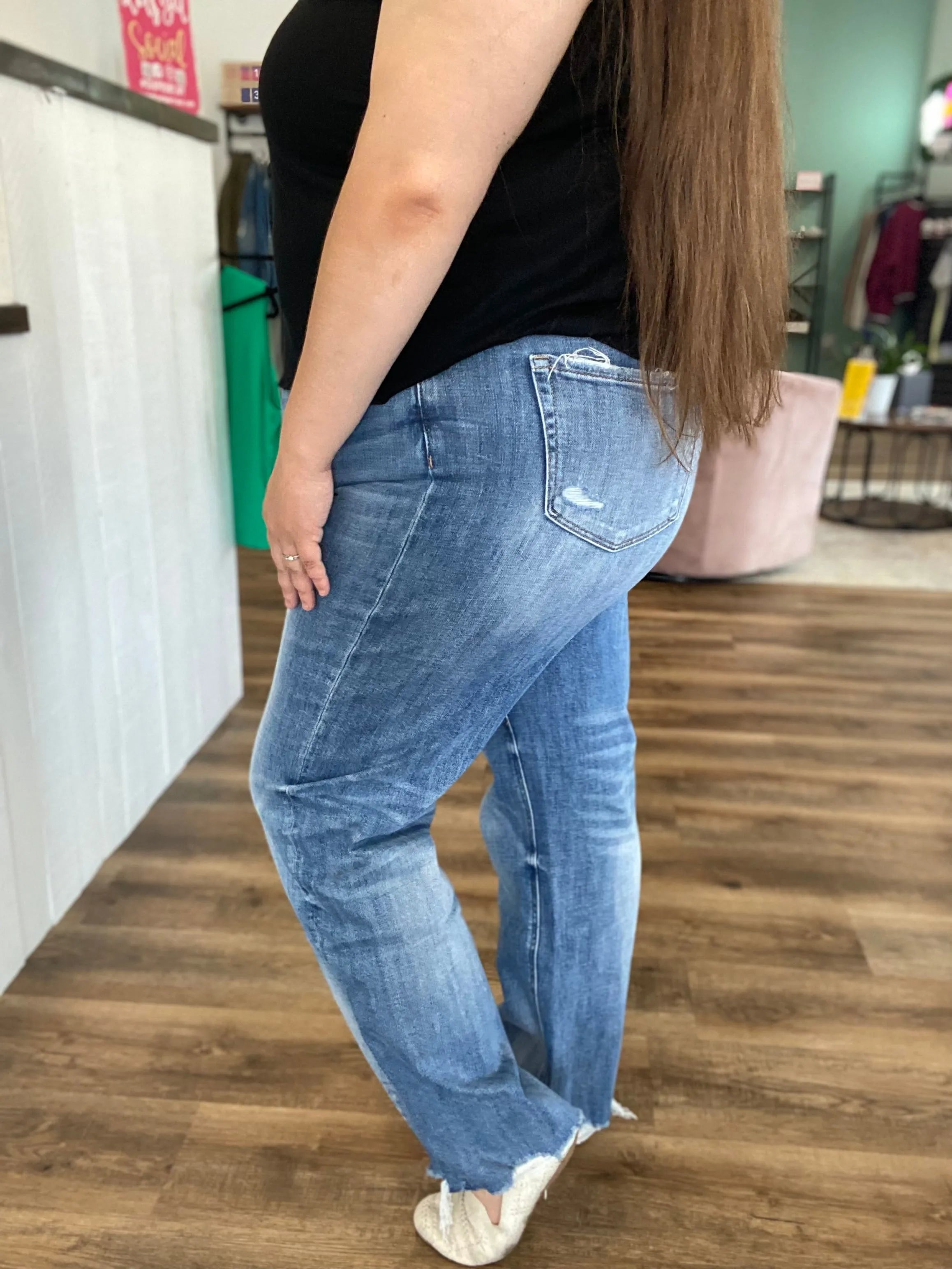 Shop Laila High-Rise Straight Leg | Mica Denim- at Ruby Joy Boutique, a Women's Clothing Store in Pickerington, Ohio